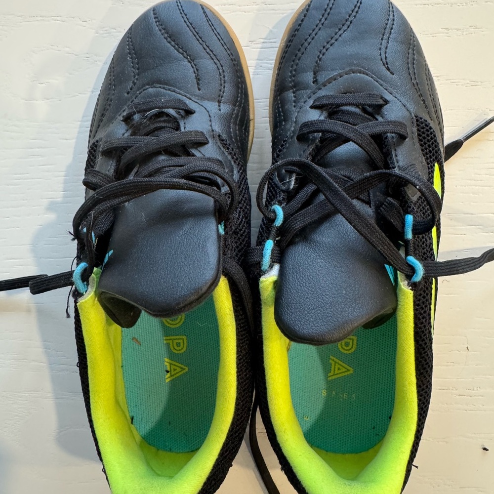 Adidas Black and Neon Green Indoor Soccer Shoes